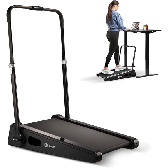 LifePro Small Portable Walking Pad Treadmill with Adjustable Handlebar – 30" Mini Walking Pad for Home & Office, 3 MPH Compact Under Desk Treadmill - Black