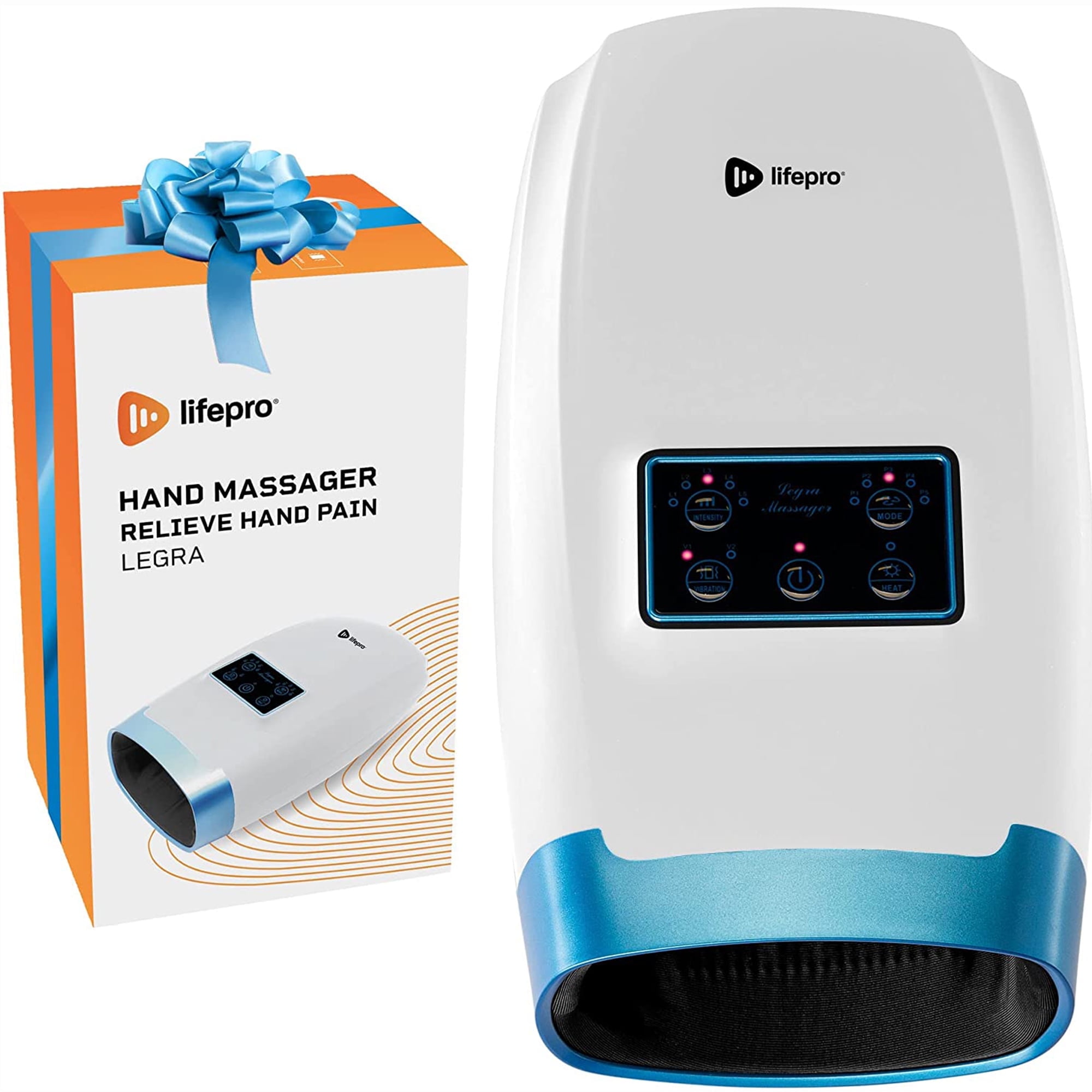 Lifepro Legra Heated Compression Hand & Wrist Massager for Hand Pain Relief, White