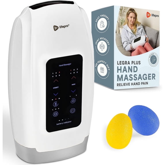 LifePro Legra Plus Hand Massager with Heat and Compression for Arthritis Relief Portable Electric Hand Massager with 5 Modes, Vibration, and Pressure Point Therapy - White