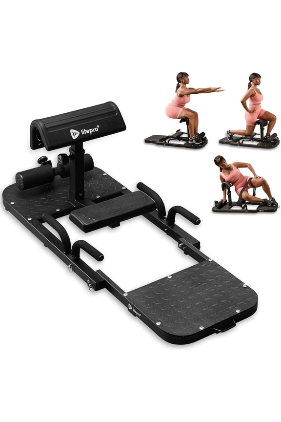 Hip Thrust Machine – Adjustable Glute Workout Equipment for Home – Foldable Booty Builder Glutes Machine for Home & Thrust Glute Bench - Black