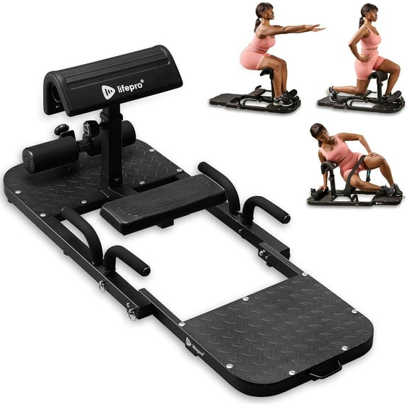 Lifepro Multipurpose Hip Thrust Machine Workout Equipment for Home Gym with Resistance Bands, Fitness & Exercise Equipment - Black