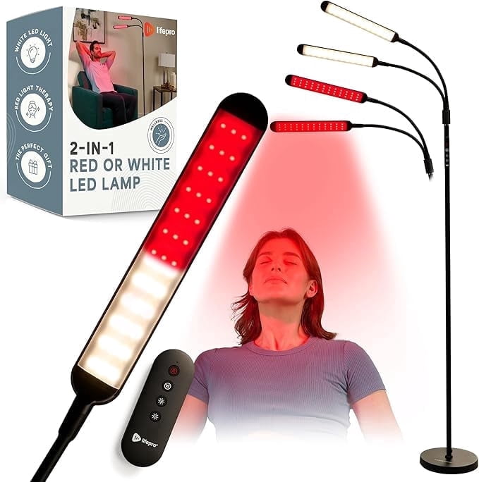 Lifepro Red Light & Near Infrared LED Lamp  216 LED, Dual Head Design, 660nm & 850nm Modes  Adjustable Body Lamp for Home & Office