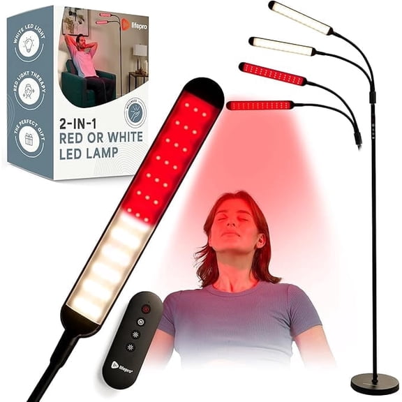 Lifepro Red Light & Near Infrared LED Lamp 216 LED, Dual Head Design, 660nm & 850nm Modes Adjustable Body Lamp for Home & Office