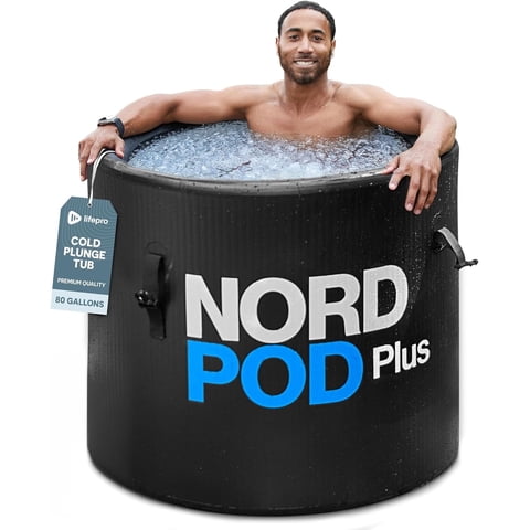 Lifepro NordPod Plus 80-Gallon Inflatable Ice Bath - XL Drop Stitch Cold Plunge Tub for Athletes - Black