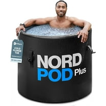 Lifepro NordPod Plus XL 80-Gallon Round Portable Ice Bath Tub with Lid and Pump, Outdoor Spa