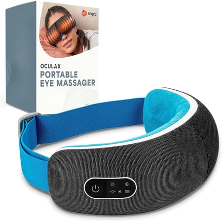 LifePro OCULAX FSA/HSA Eligible Eye Massager with Heat & Vibration – Heated Eye Mask for Migraines, Puffy Eyes & Dry Eyes, Cordless Eye Massager with Bluetooth Music - Blue