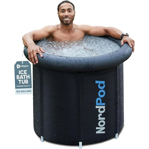 LifePro Ice Bath Tub for Adults with Lid & Travel Bag – Portable Cold Plunge Tub for Recovery - Black