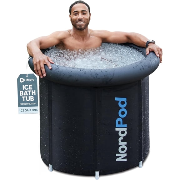 Lifepro NordPod XL Portable Inflatable Ice Bath - Cold Plunge Tub for Athlete Muscle Recovery - Black