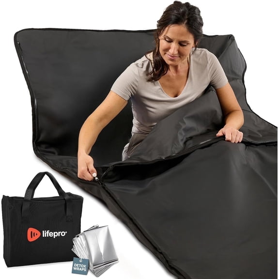 LifePro RejuvaWrap Infrared Sauna Blanket – Full Body Portable Sauna Blanket Infrared for Detox, Relaxation & Wellness, Waterproof Sauna Blanket with Carry Bag - Black