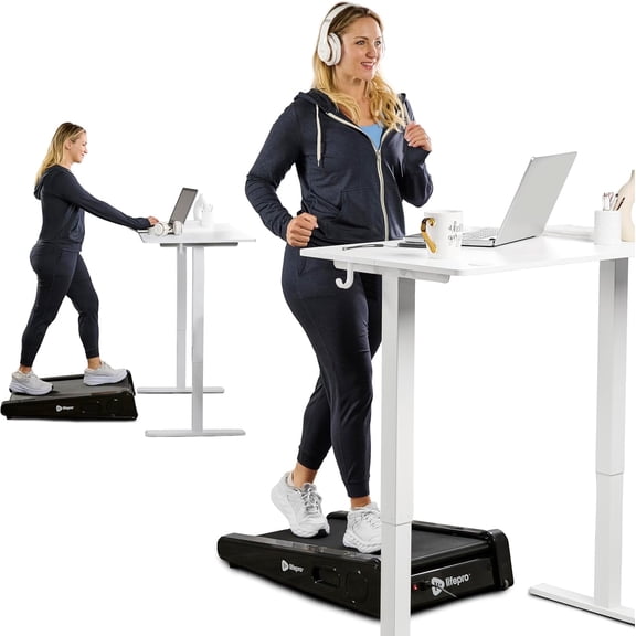 LifePro 30in Walking Pad Treadmill Under Desk – Compact Walking Pad for Home & Office, 7° Incline, 3 MPH, LED Display - Black