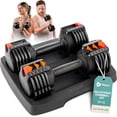 thumbnail image 1 of Lifepro Adjustable Dumbbell Set 15lb with Rack – Adjustable Dumbbells Set for Home Gym, Quick-Adjust Weights Dumbbells Set for Men & Women, 1 of 9