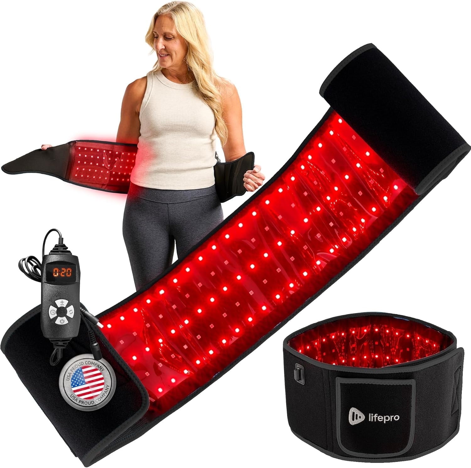 Lifepro Red Light Belt Portable Near Infrared LED Wrap for Relaxation, Flexibility & Everyday Comfort Black
