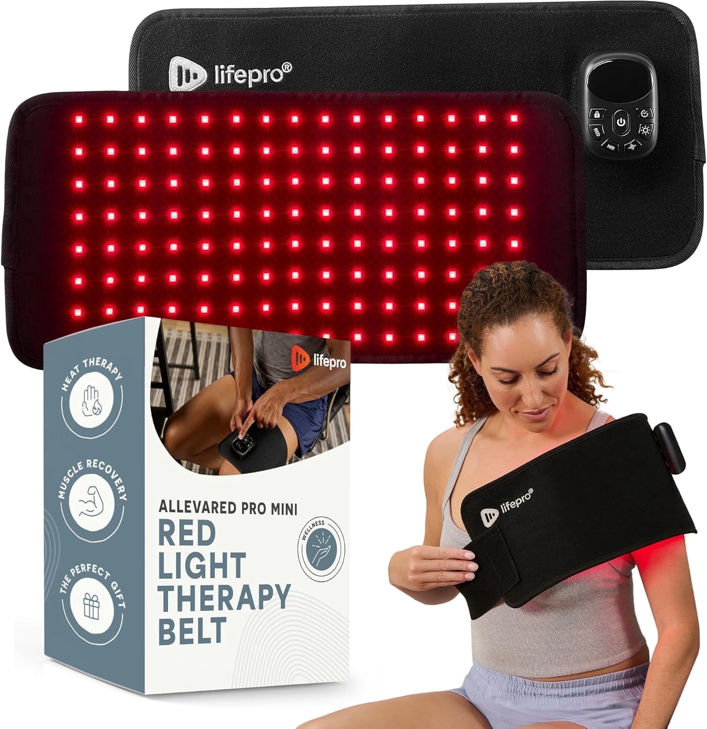 Lifepro Red Light Therapy Belt – Infrared Light Pad for Back, Muscle Relaxation, Circulation & Post-Workout Recovery - Black