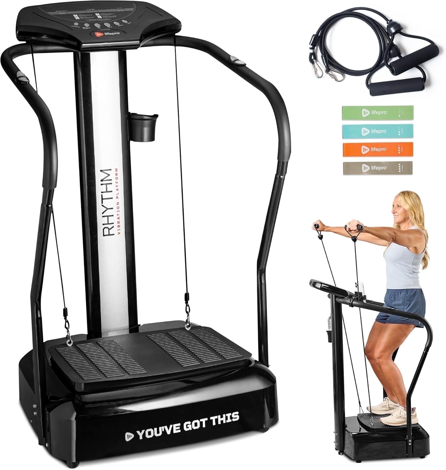Lifepro Rhythm Vibration Plate Full Body Muscle Toning Equipment with 2 ...