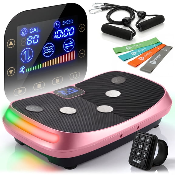 Lifepro Rumblex 4D Vibration Plate Exercise Machine – Triple Motor Whole Body Vibrating Platform for Weight Loss, Recovery & Fitness – Advanced 4D Vibration Plate Machine for Home Gym Workouts - Pink