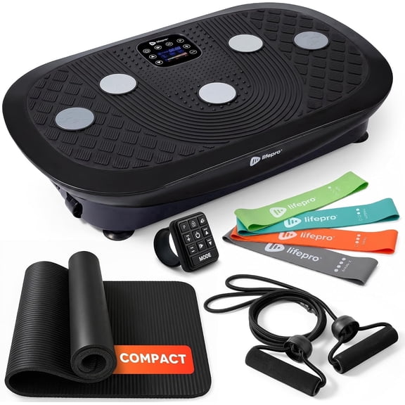 Lifepro Rumblex Plus Mini 4D Vibration Plate Exercise Machine for Body Toning with Bluetooth Speaker, 60 Speeds for Lymphatic Drainage, Weight Loss & Home Gym Fitness - Black