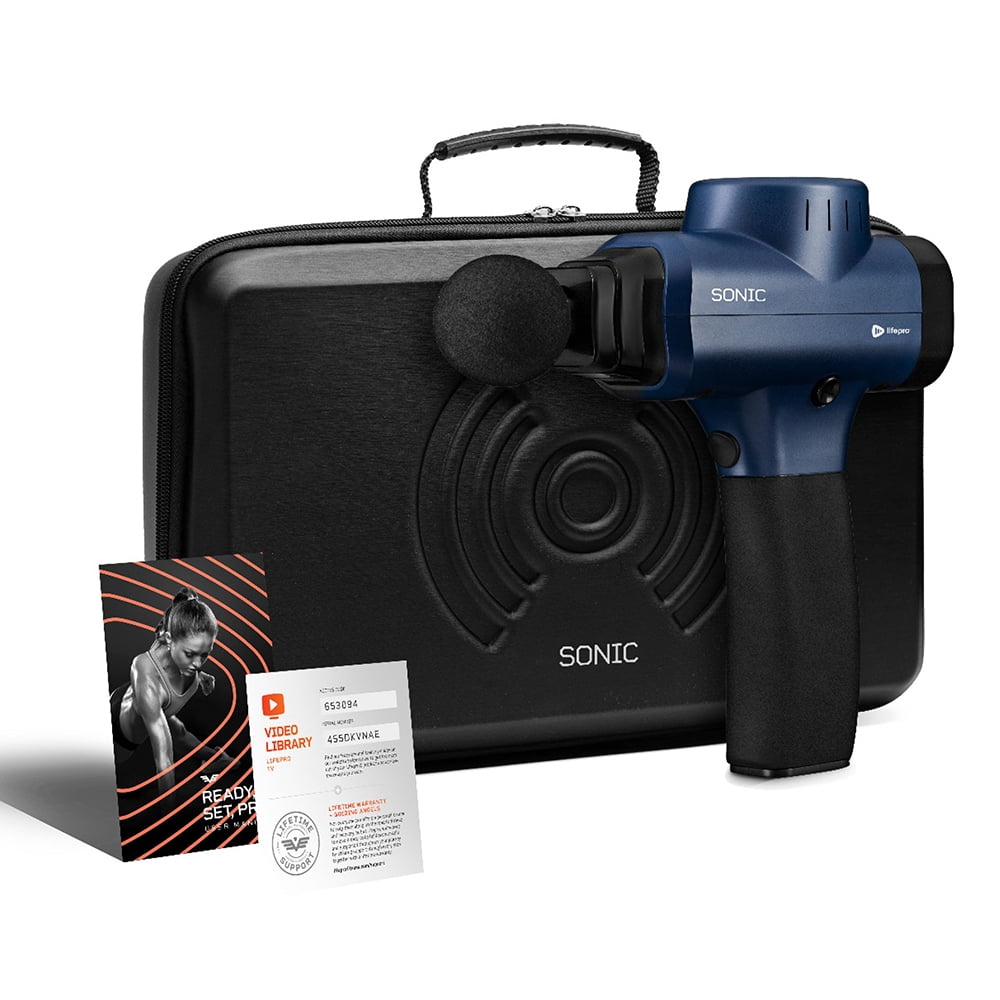 Lifepro LPSNCBLU Sonic Handheld Deep Tissue Muscle Percussion Massage Gun, Blue