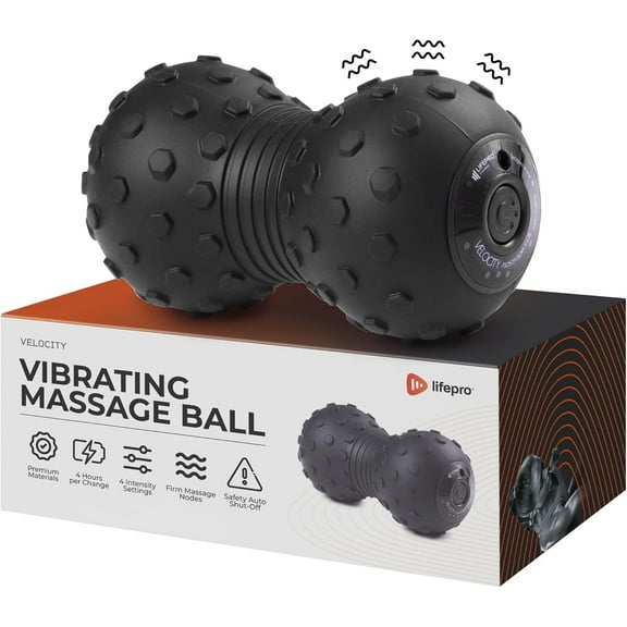 LifePro Velocity Vibrating Massage Ball for Deep Tissue Trigger Point and Muscle Relief - Black