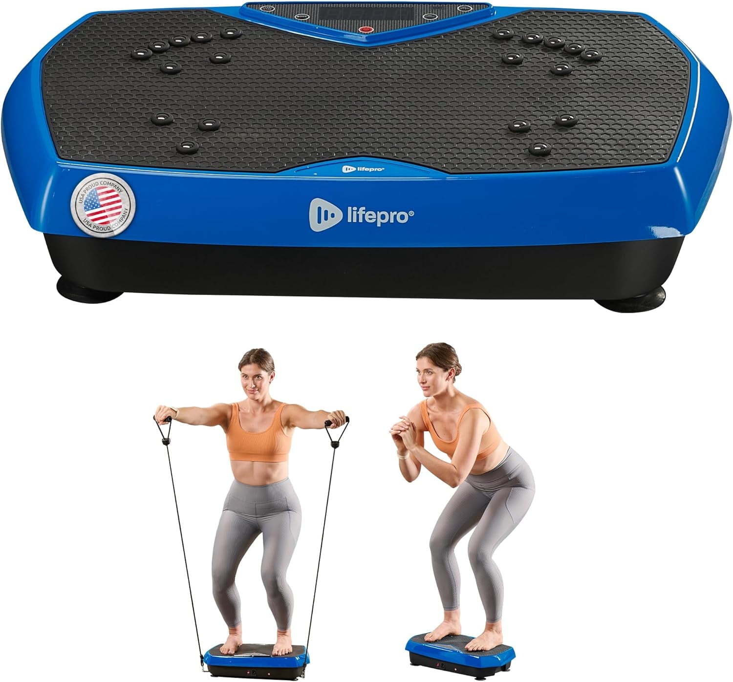 Lifepro HexaPlate Vibration Plate Exercise Machine with Magnetic Acupoints – Full Body Vibrating Platform for Weight Loss, Recovery & Toning – Quiet Vibration Plate Machine for Home Fitness - Blue