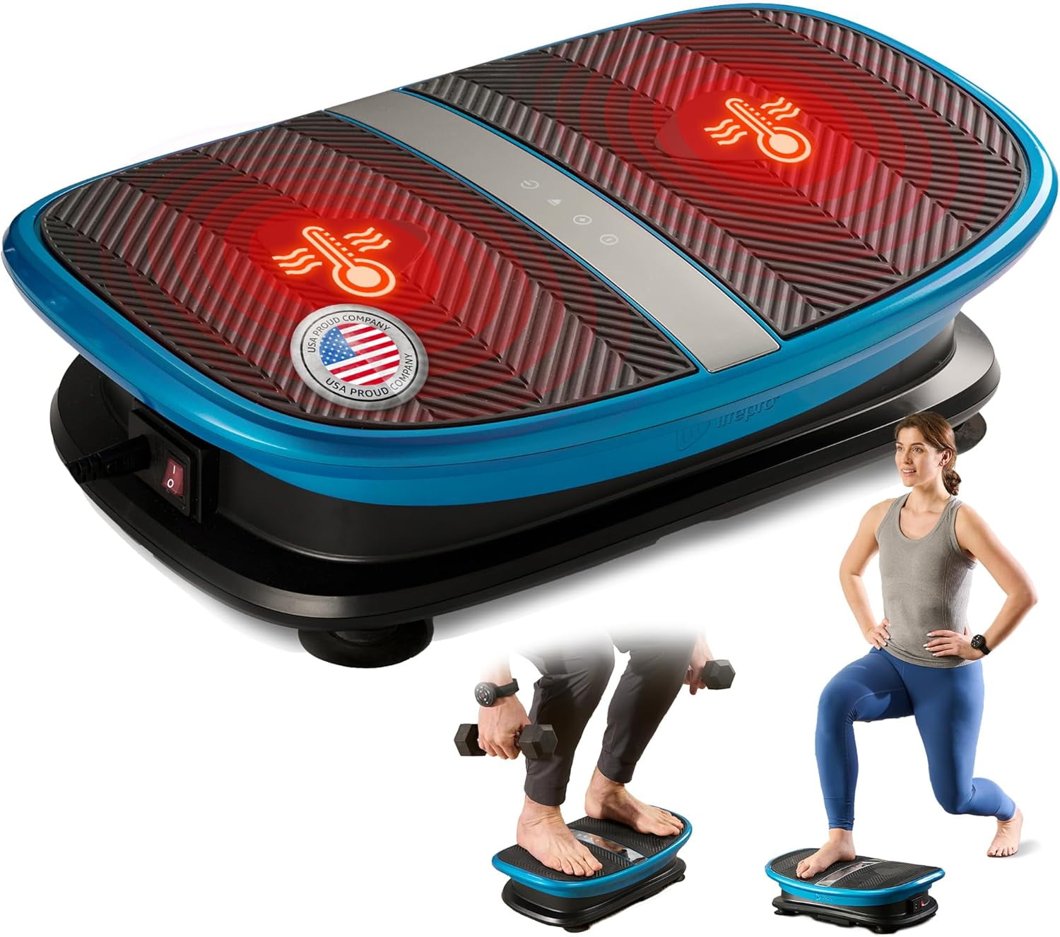 LifePro Vibra Voice Vibration Plate Exercise Machine with Voice Control & Heated Platform Home Workout Vibration Plate Machine for Muscle Toning & Recovery Support | 260 lb Capacity - Black