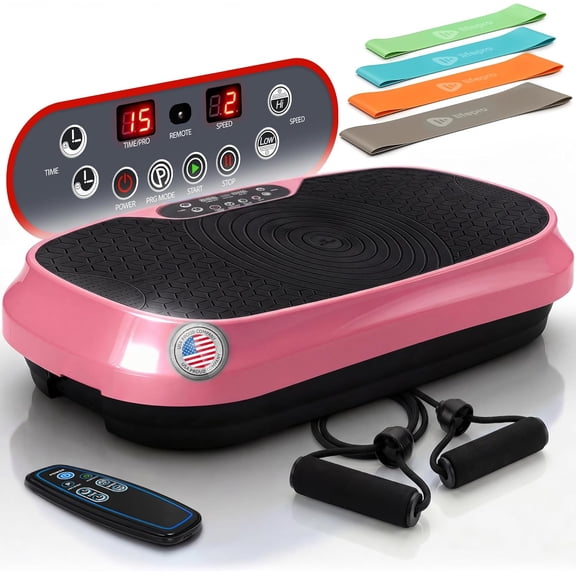 Lifepro Waver Mini Vibration Plate Exercise Machine  Whole Body Vibrating Plate Machine for Lymphatic Drainage, Muscle Toning & Recovery with Resistance Bands & Remote