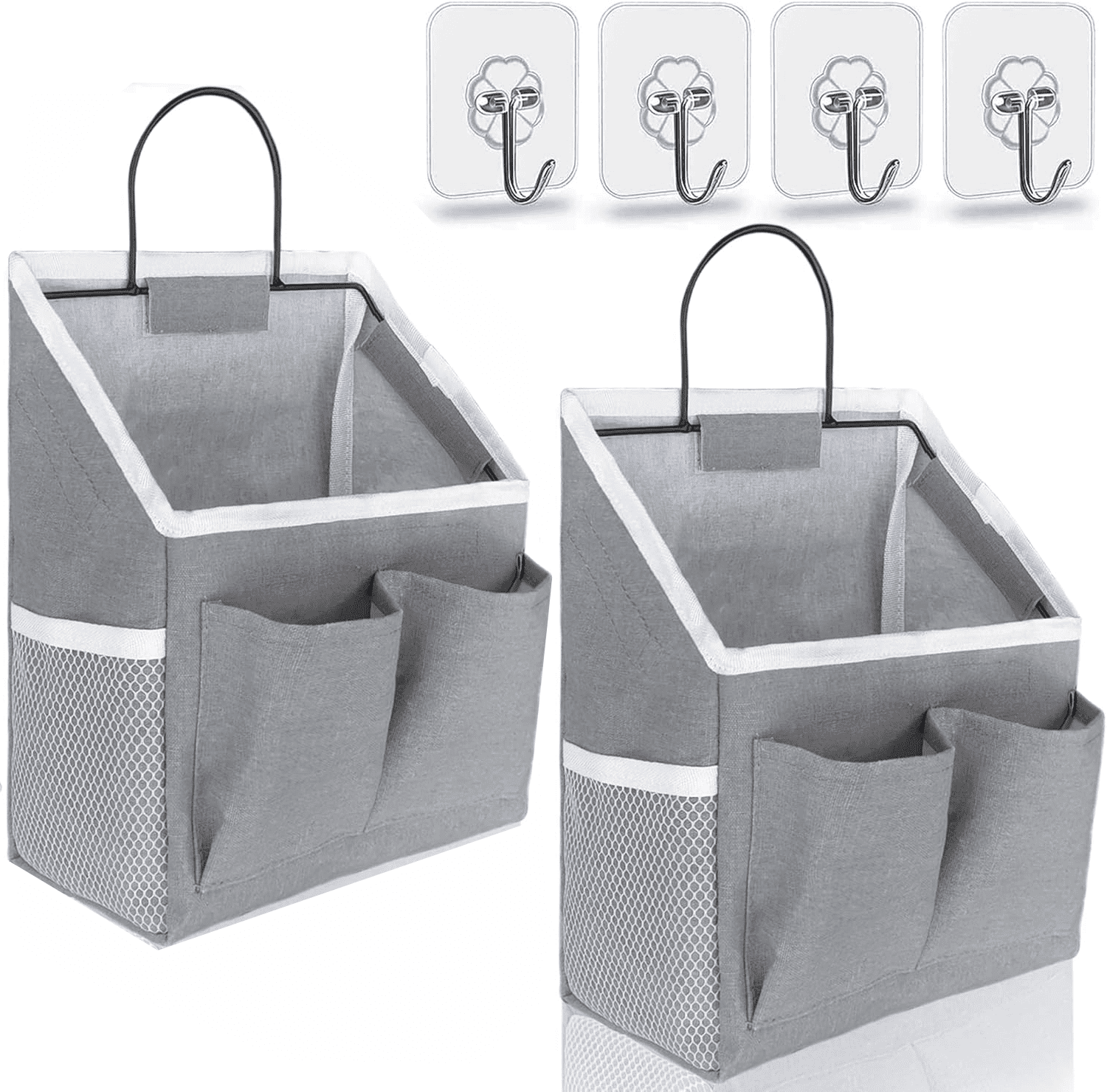 Liferen Wall Hanging Storage Organizer, 2 Pack, Grey, with Sticky Hook ...