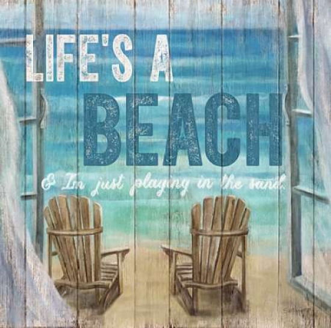 Lifes A Beach Weathered Wood Sign Canvas Art - Sam Appleman (24 x 24)