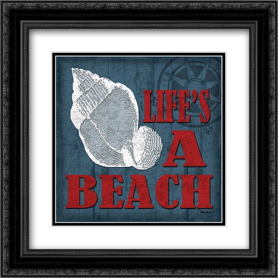 Lifes a Beach 2x Matted 20x20 Black Ornate Framed Art Print by Williams, Todd