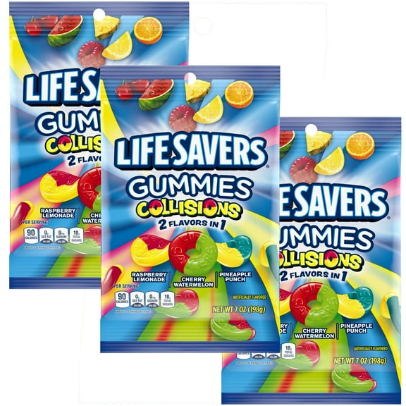 Lifesaver Gummies Collisions, 7oz Gummy Bag (3 Pack), Gummy Candy