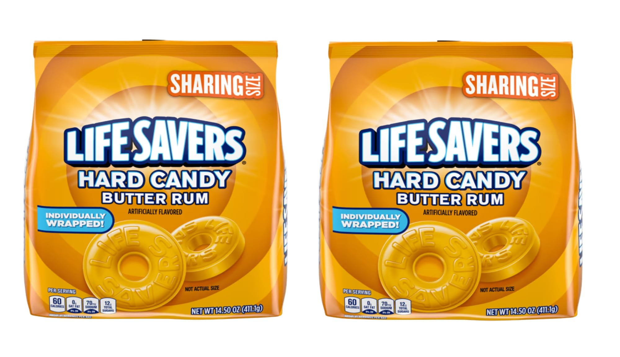 Lifesavers Butter Rum 14.5 ounce bags Pack of Two Individually