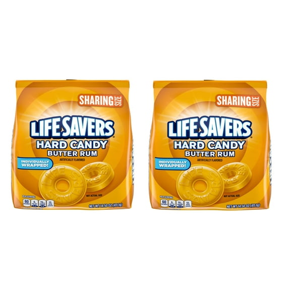 Lifesavers Butter Rum 14.5 ounce bags - Pack of Two - Individually Wrapped - Perfect to Share