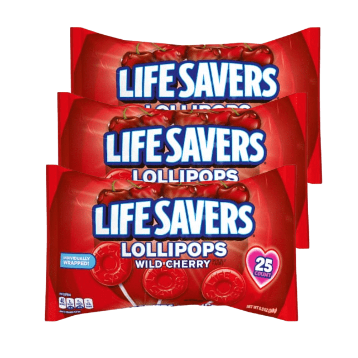 Lifesavers Lollipops Wild Cherry 25 Count 8.8 oz. Bag - Walmart.com