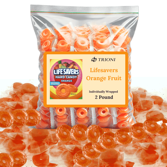 Lifesavers Orange Fruit Flavor Individually Wrapped Hard Candy - 2 LB of Life Savers Orange Candy by TRIONI