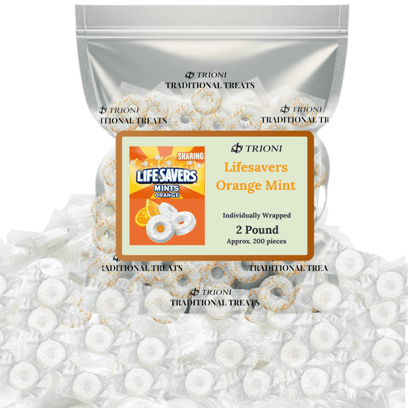 Lifesavers Orange Mint Candy Individually Wrapped - 2LB of Life Savers Mint Candy by TRIONI