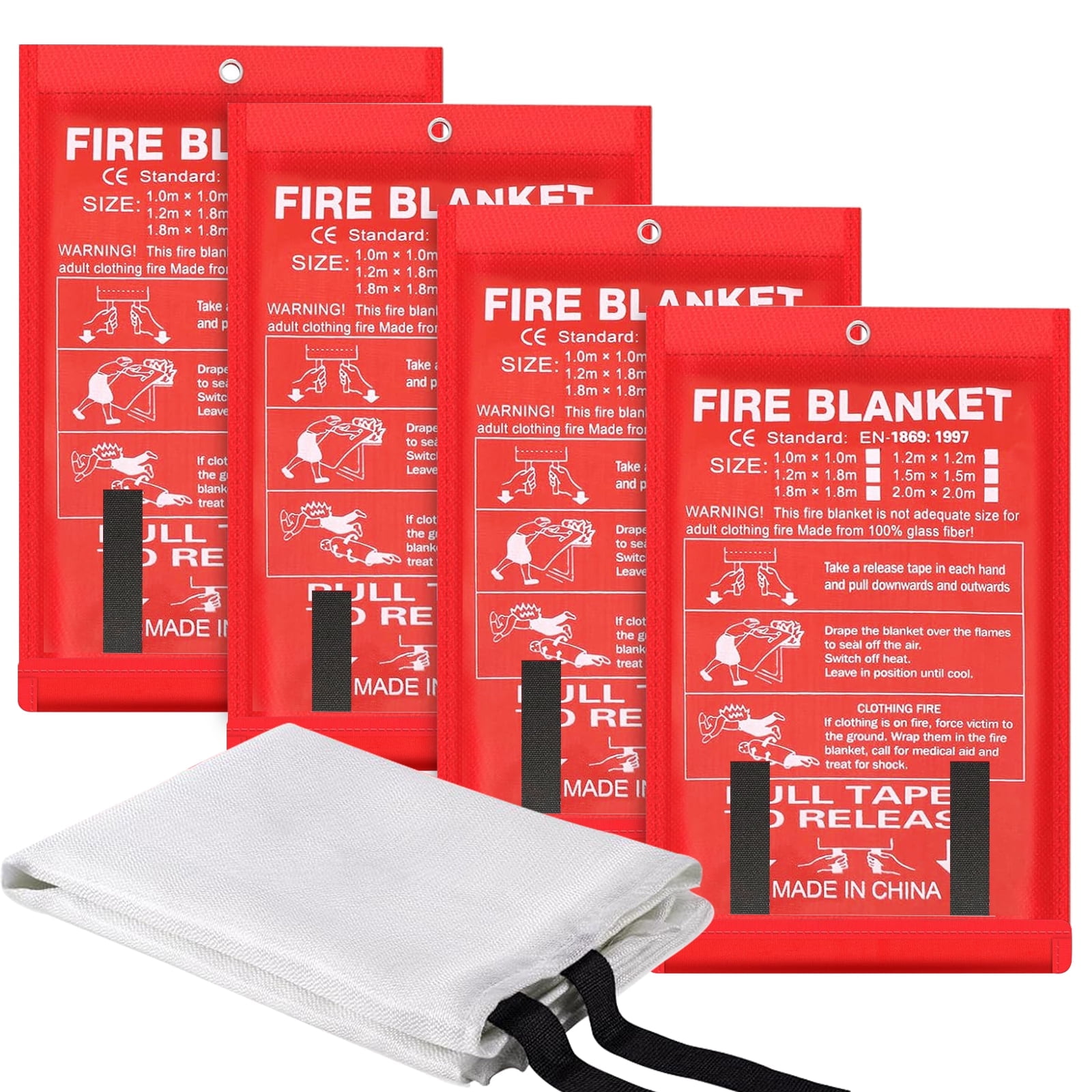 4pcs Fire Blanket Emergency for Home and Kitchen, Fireproof Blanket for Camping, Grill, Car, Office, Warehouse, School, Picnic, Fireplace - Walmart.com