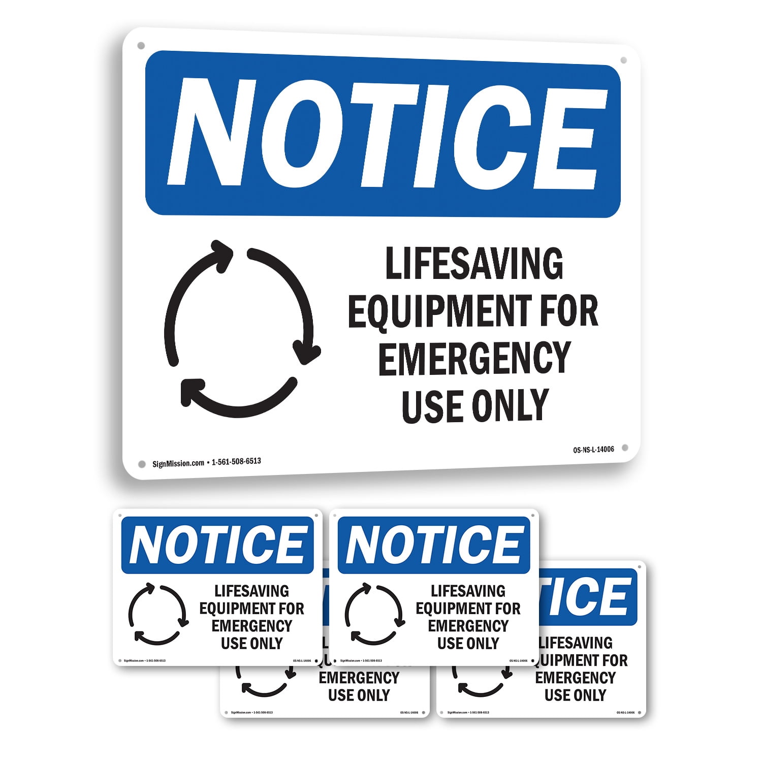 Lifesaving Equipment For Emergency OSHA Notice Aluminum Sign 18 Inch x ...