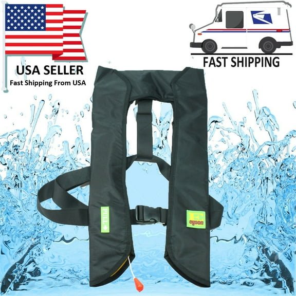 Lifesaving Pro Premium 33G Auto/Manual Inflatable PFD Survival Buoyancy Life Jacket Vest Black Color…