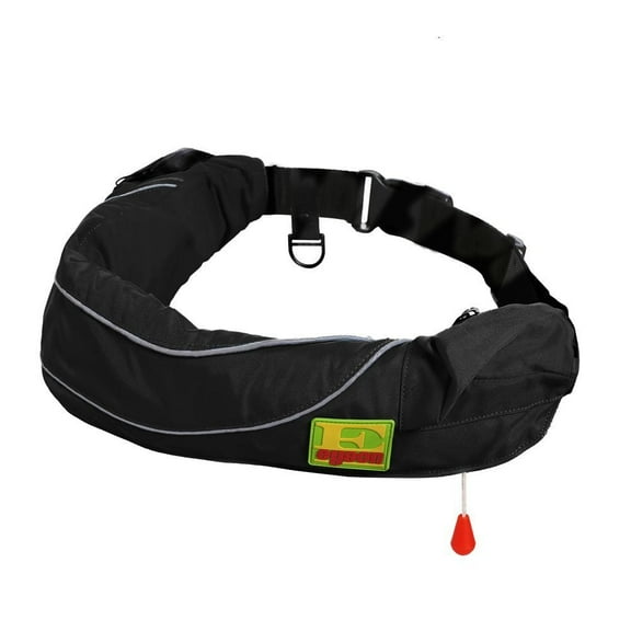 Lifesaving Pro Premium Manual Inflatable Belt Pack PFD Waist Inflate Life Jacket and Vests with Zippered Storage Pocket for Adult, Black Color