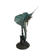 Nifao Lifesize Bronze Sailfish Bronze Statue Capturing Ocean Majesty   Garden Outdoor Decor Sculpture, 55"L x 43"W x 78"H