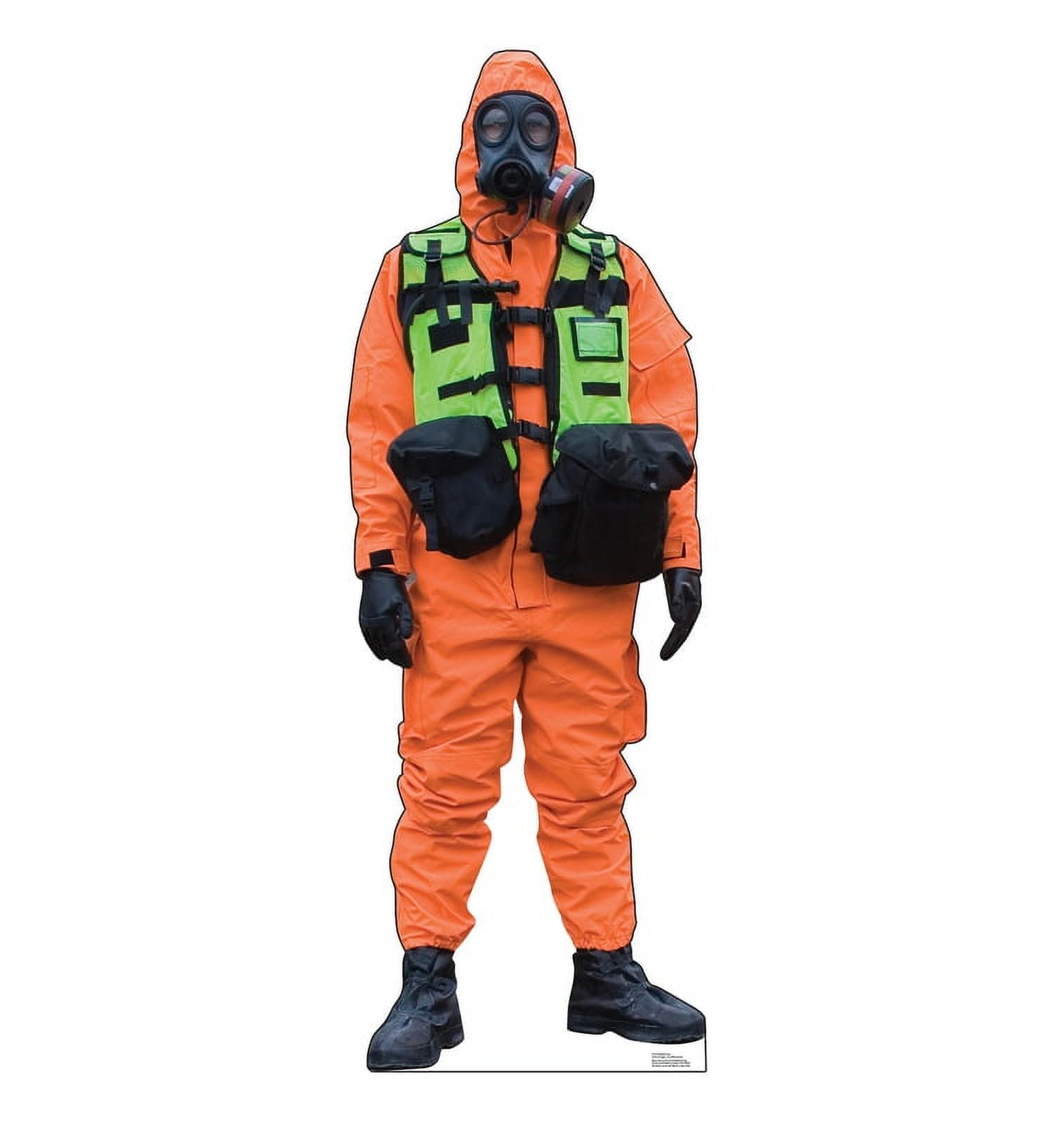 Lifesize Hazmat Guy in Orange Suit Cardboard Standup