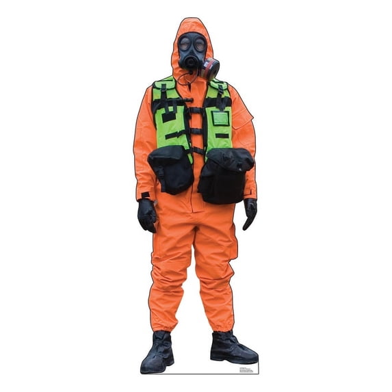 Lifesize Hazmat Guy - Orange Suit Cardboard Cutout Standup