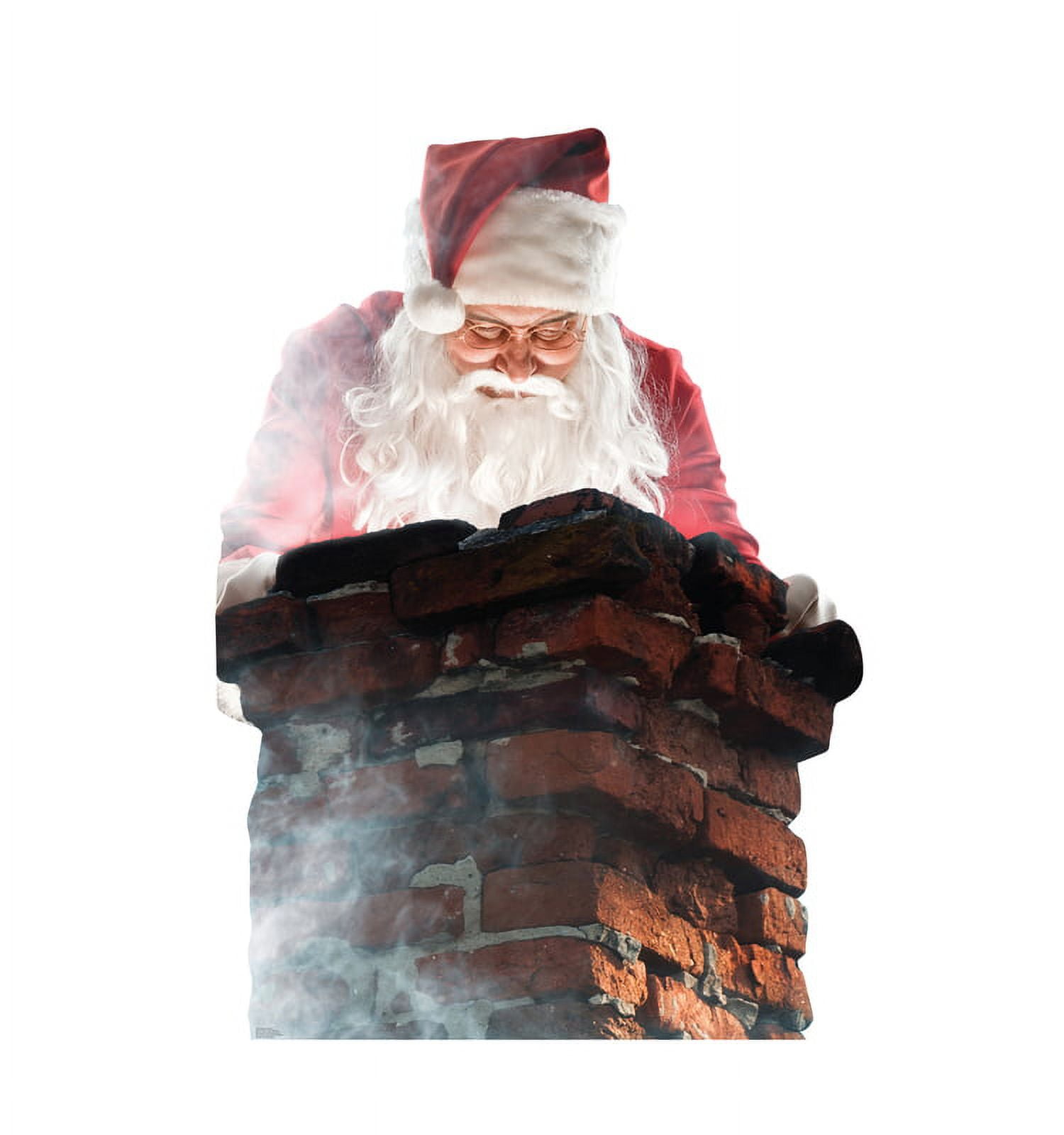 63-Inch Santa in Chimney Cardboard Standup Decor