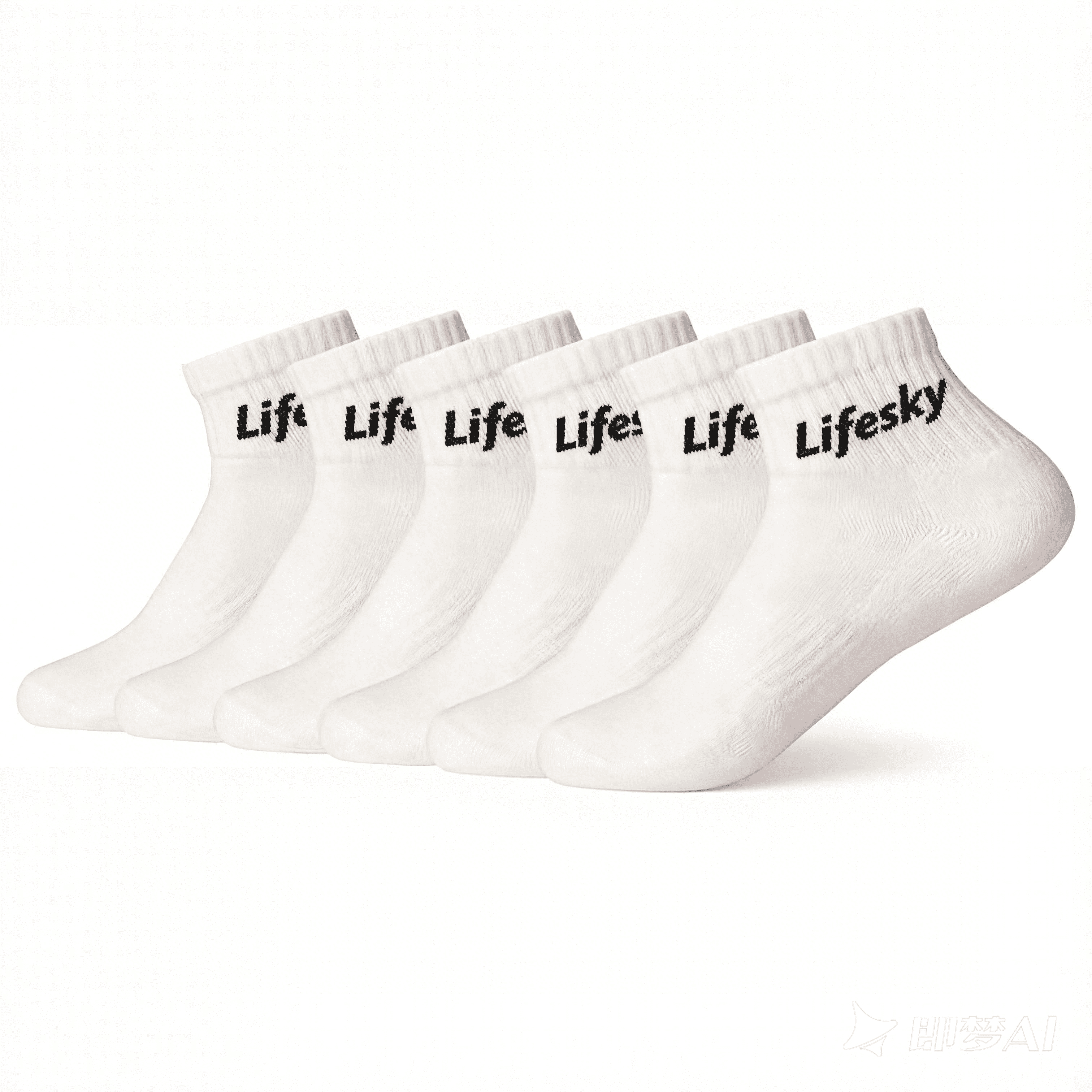 Lifesky Ankle White Cotton Elastic Fiber Blend Socks, Enhanced Arch Support, Highly Elastic Cuffs, Reinforced Toe and Heel, 6 Pack