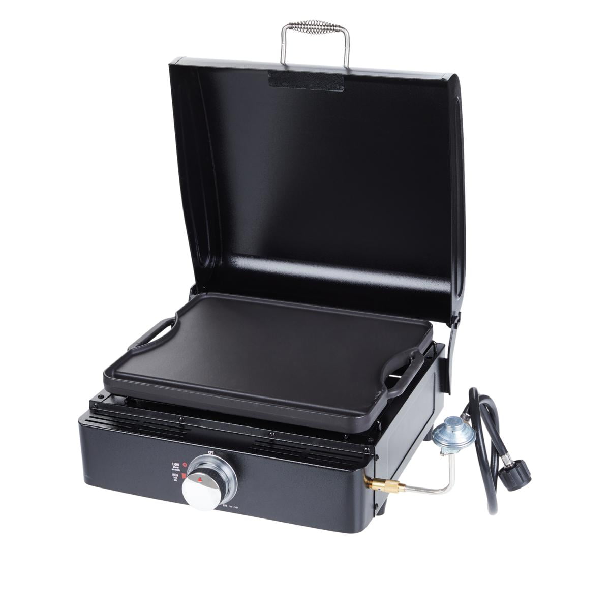 Lifesmart 17 Reversible Cast Iron Flat Top Gas Griddle with Lid and Carry  Case 