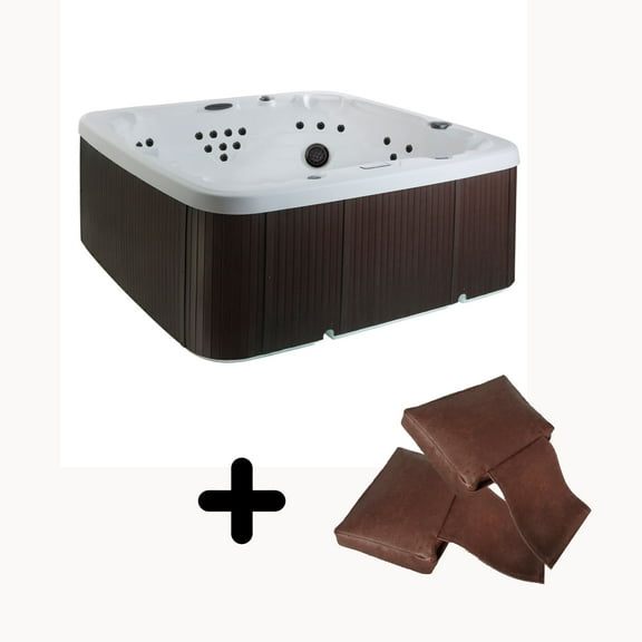 Lifesmart LS600DX Pillow Bundle - 7 Person, 65-Jet, 220v, Arctic White/ Espresso Brown with Spa Pillows included!