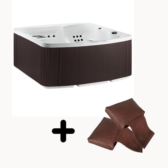 Lifesmart LS550 Plus Hot Tub Pillow Bundle - 5 Person, 65- Jet, 220-Volt Spa Arctic White/ Espresso with Spa Pillows included!