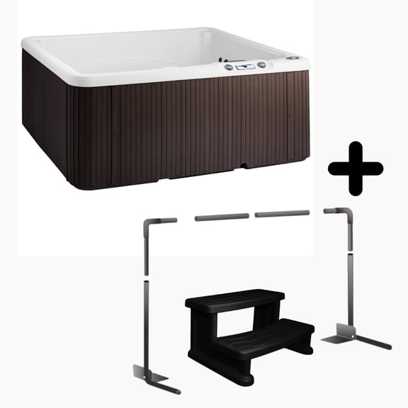 Lifesmart LS350 PLUS Accessory Bundle - 5 Person 28-Jet Spa with a cover lifter and spa steps included!