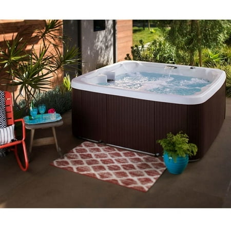 Lifesmart LS450DX™ 7-Person 22-Jet Plug & Play Outdoor Spa, Arctic White/Espresso Brown