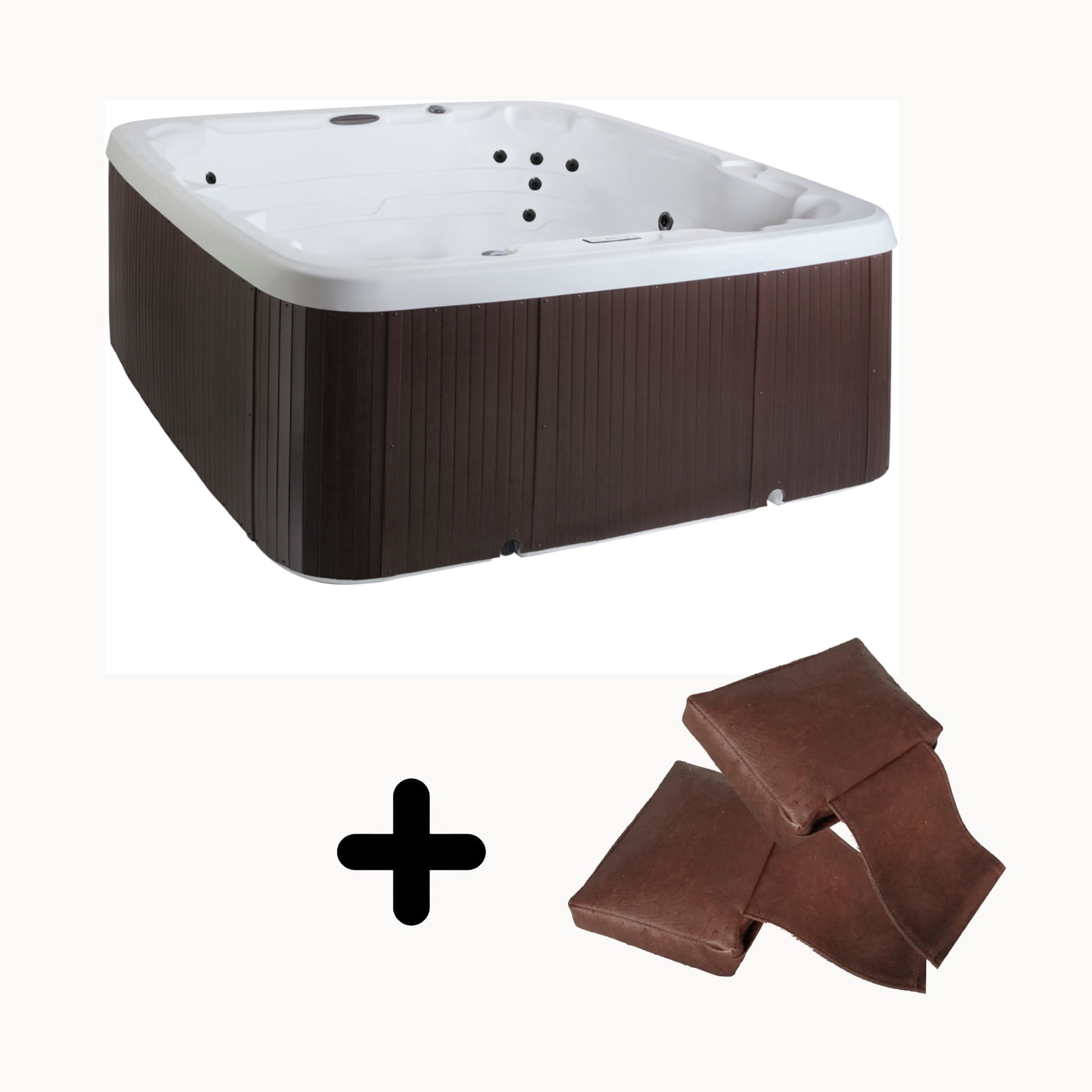 Lifesmart LS450DX Pillow Bundle - 7 Person 22-Jet Plug & Play Outdoor Spa, Arctic White/Espresso Brown with spa pillows included!
