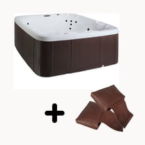 Lifesmart LS450DX Pillow Bundle - 7 Person 22-Jet Plug & Play Outdoor Spa, Arctic White/Espresso Brown with spa pillows included!